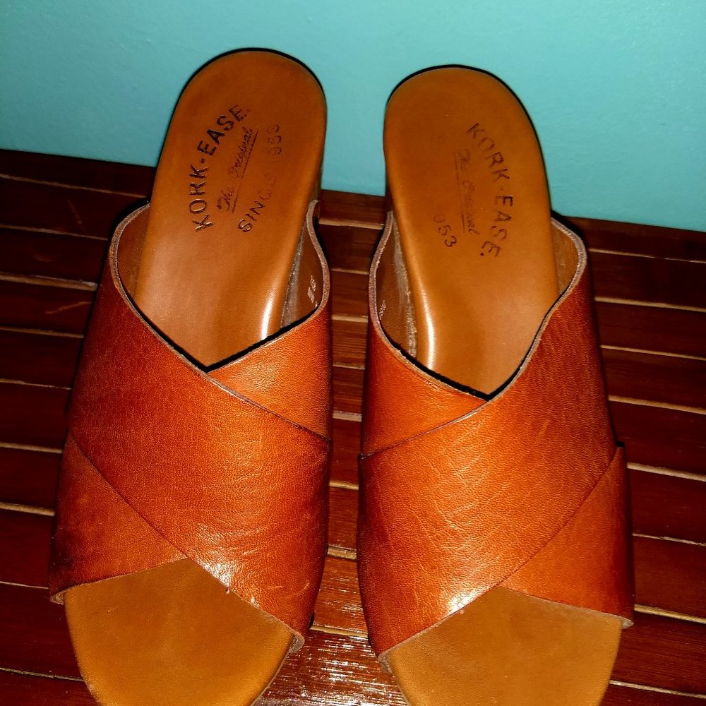 Kork-Ease Women's Brown Leather Slide Sandals